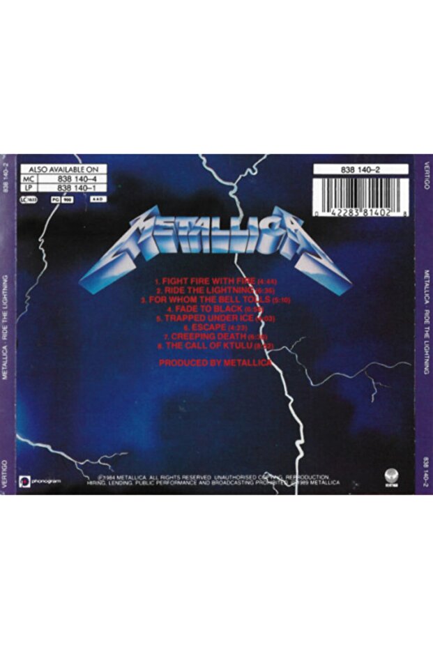 Metallica - Ride The Lightning / Cd - 10