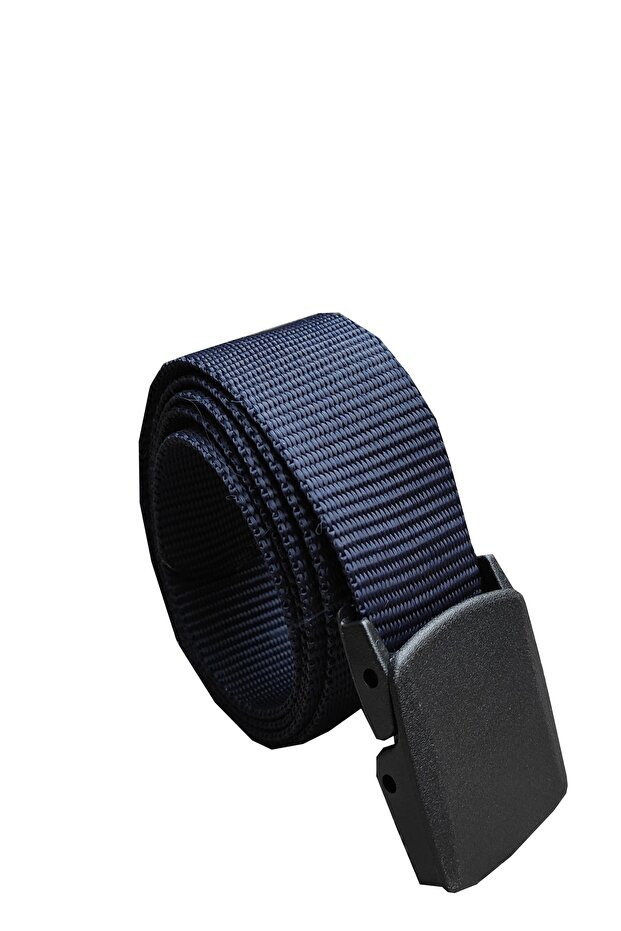 Tactical Style Navy Blue Cloth Belt with Anti-Allergic Plastic Buckle