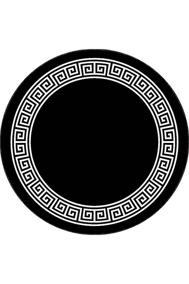 Kaymaz Tabanlı Makinede Yıkanabilir Versace Desen Modern Yuvarlak Halı Ar601 - 2
