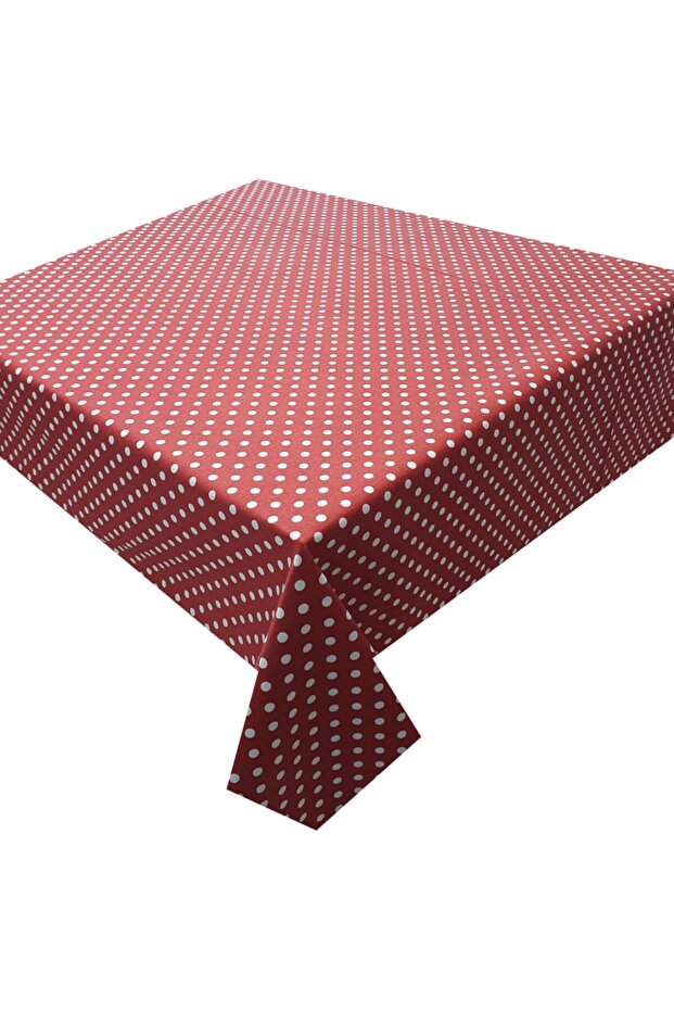 Red Polka Dot Care Free Stain Resistant Duck Fabric Living Room - Kitchen Table Cloth