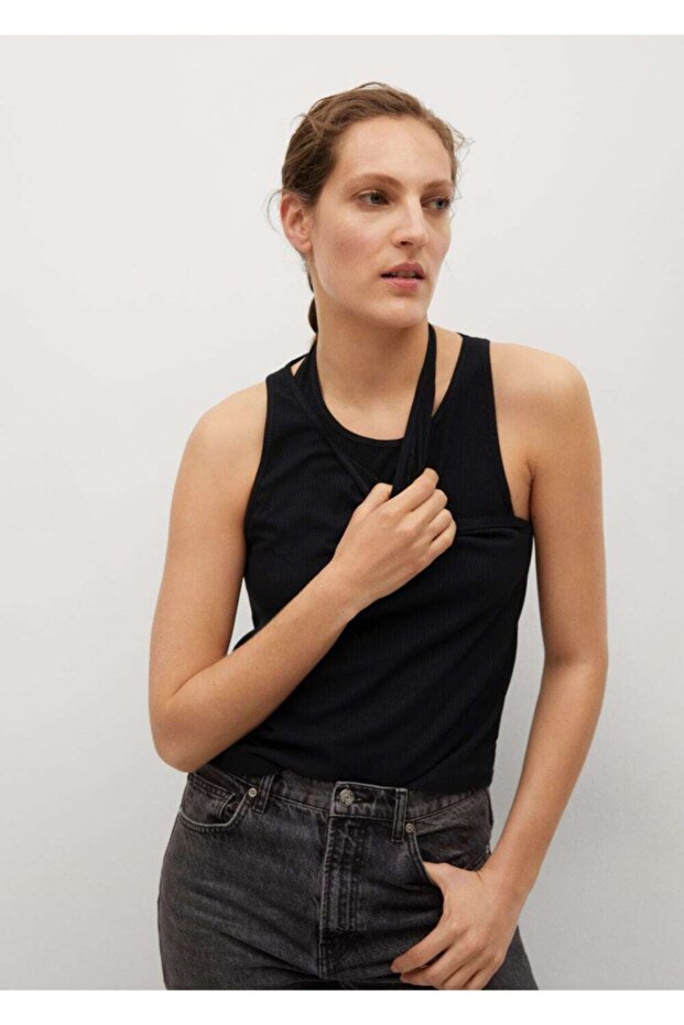 Kadın Siyah Çift Yakalı Üst - 5