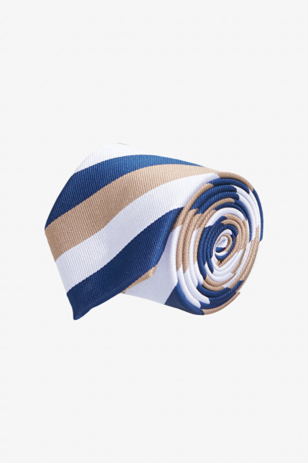 Men's Navy Blue-Brown Patterned Tie