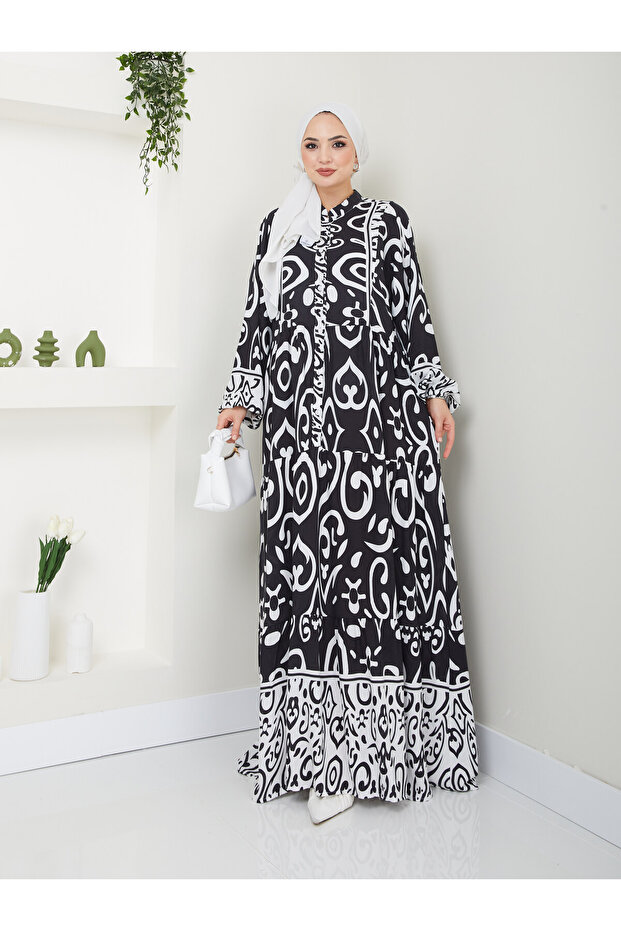 Women's Viscose Patterned Hijab Dress