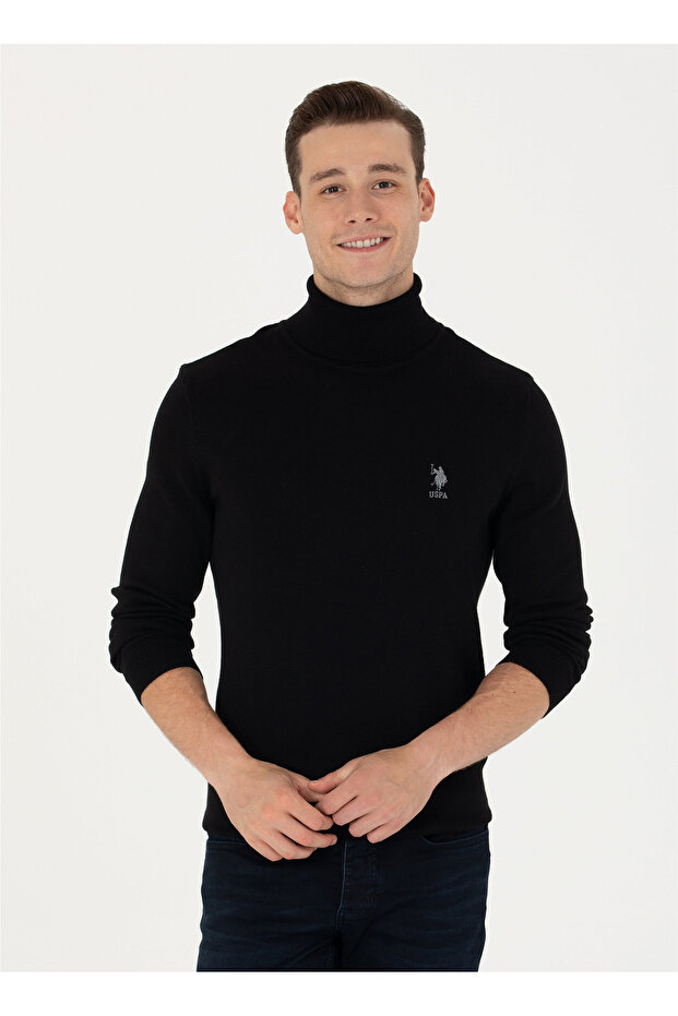 U.S. Polo Assn. Turtleneck Slim Fit Black Men's Sweater Forbes-Sk23