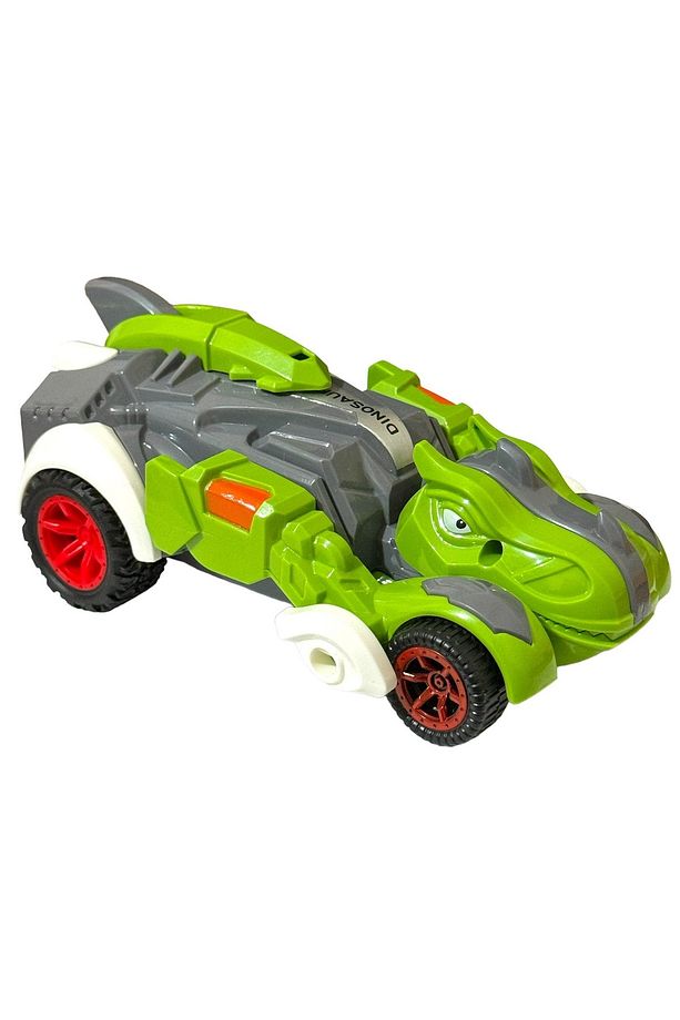 Trex Dinazor Figür Araba Sürtmeli Teker Transformers Robot Dinozor 15cm YEŞİL - 4