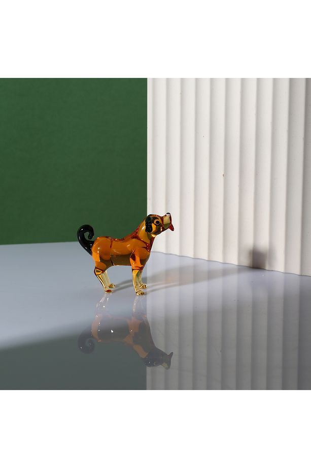 Kahverengi Köpek Cam Biblo - Küçük Boy - 1