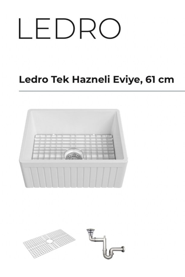 Ledro Tek Hazneli Mutfak ve Banyo Eviyesi, 61 cm - 3