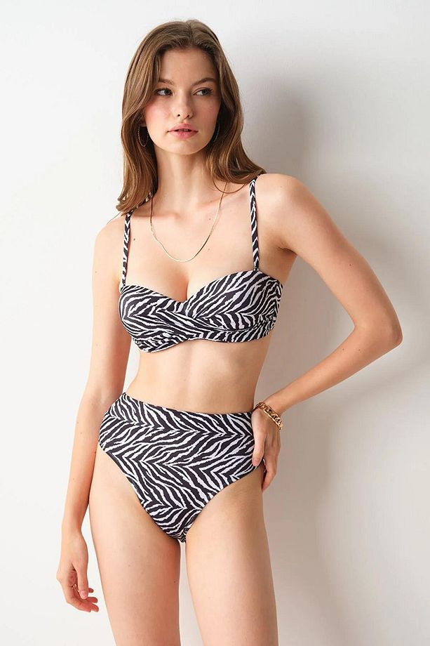 Angela High Leg Bikini Tek Alt Zebra 239203-D - 2