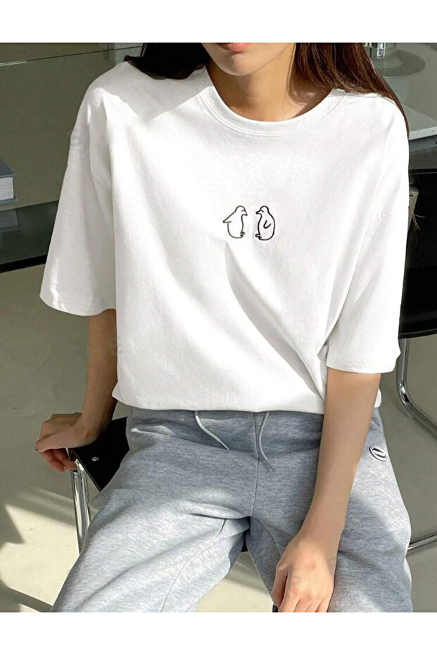Penguin Printed Cotton Crew Neck T-shirt