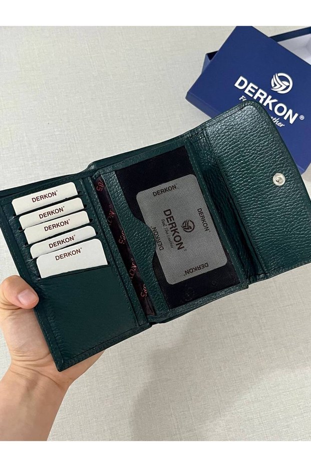 Medium Size Genuine Leather Women's Wallet Green Color