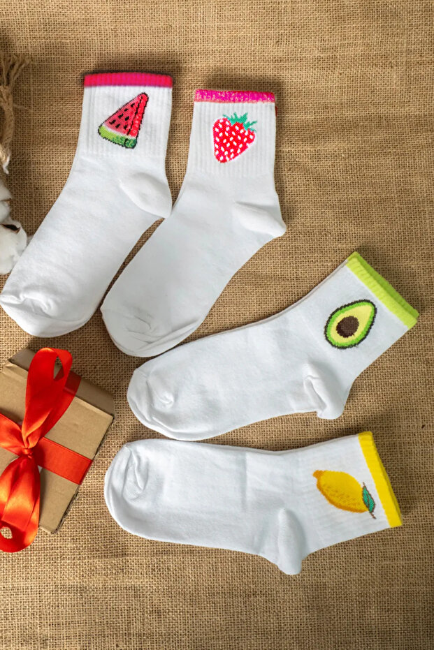 4-Piece Women's Fruit Patterned Conch Booties