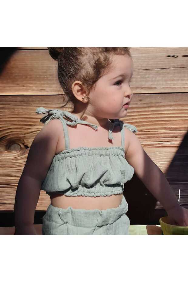 Girl's Elastic Muslin Crop Blouse
