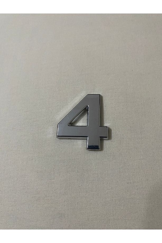 4 (DÖRT) NUMARA Yapışkanlı Daire Bina Villa Kapı Numarası Krom Crom 4 CMx5CM NO:4 PLASTİK - 1