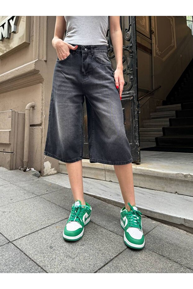 Trend Baggy Denim Kapri Roller Bermuda Şort - 4