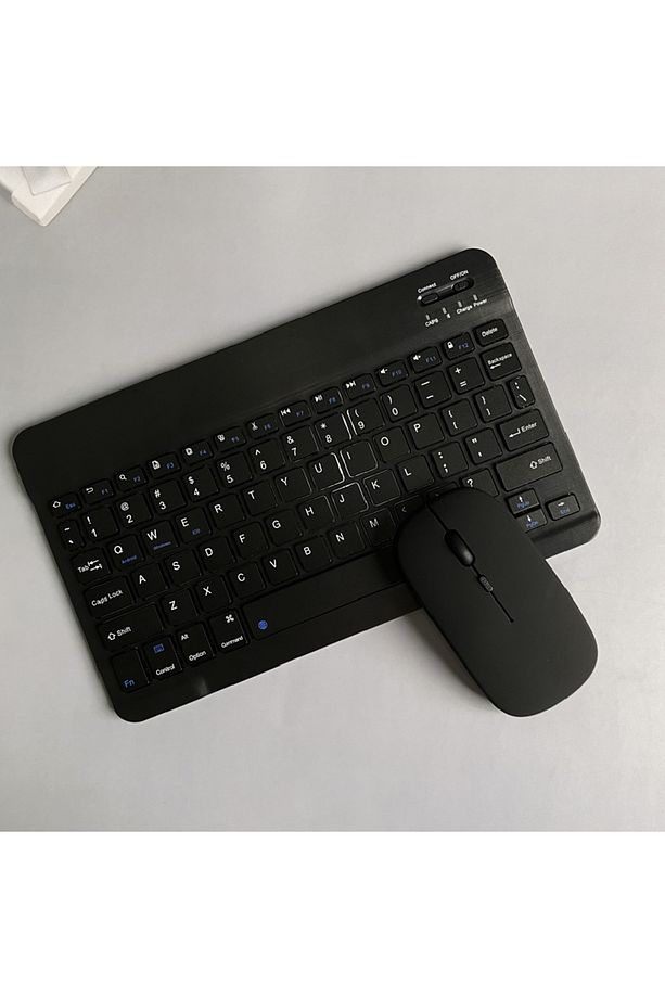 Tüm Cihazlara Uyumlu Akıllı Taşınabilir Şarj Edilebilir Kablosuz Bluetooth Klavye ve Mause Seti - 1