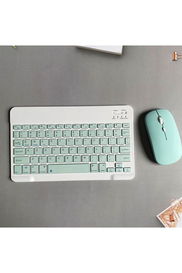 Tüm Cihazlara Uyumlu Akıllı Taşınabilir Şarj Edilebilir Kablosuz Bluetooth Klavye ve Mause Seti - 1
