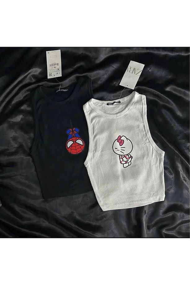 Harajuku Hello Kitty Detail Crop Tank ( Sadece Hello Kitty Crop Gönderilecektir ) - 1