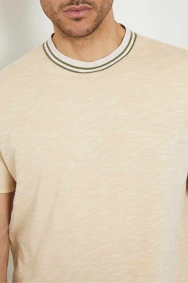 Erkek Guess SS Yan Logolu T-Shirt - Bej - 3