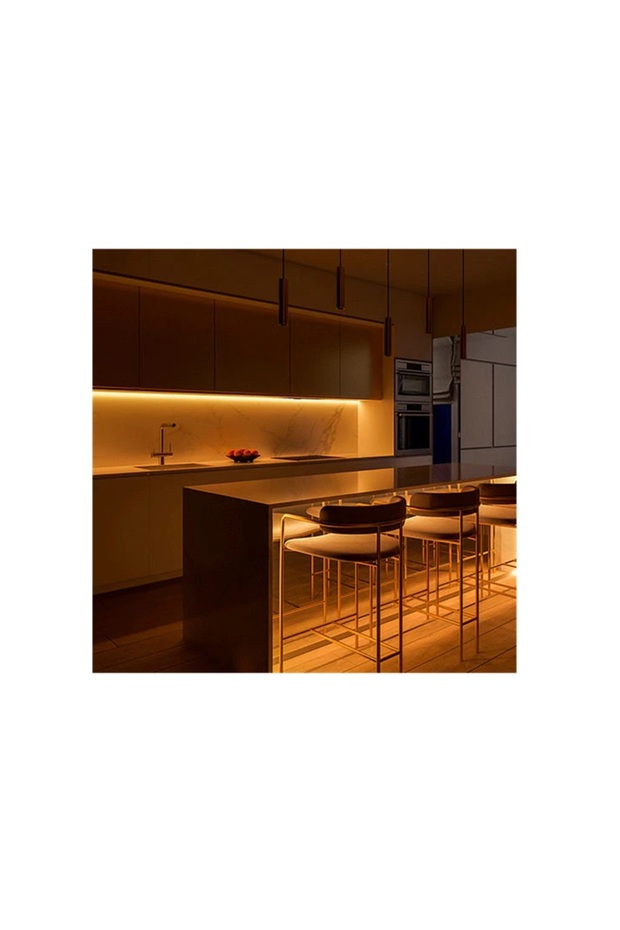 Şerit LED 2 Metre Amber Tak Çalıştır Hazır Set Çıt Çıt Anahtar ve Adaptör Dahil Tezgah Aydınlatma - 5