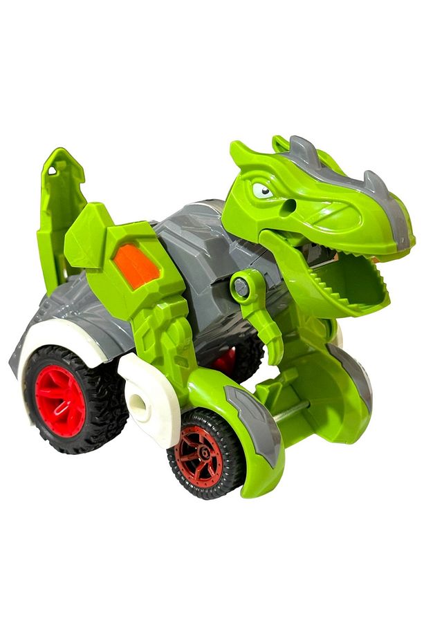 Trex Dinazor Figür Araba Sürtmeli Teker Transformers Robot Dinozor 15cm YEŞİL - 5
