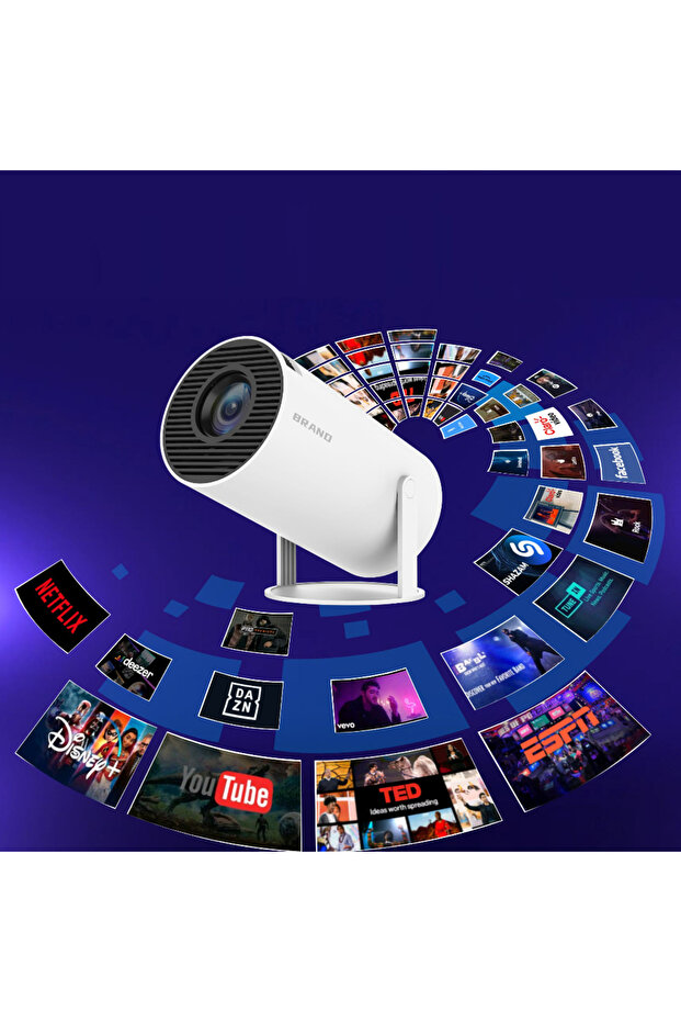 Akıllı Taşınabilir Projeksiyon 4K Android Wifi,Bluetooth Projektör 360 Derece Sinema - 4