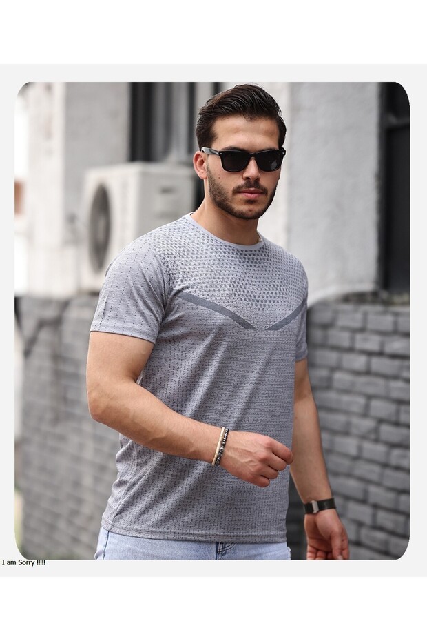 Mens Style Micro Patterned Crew Neck T-Shirt