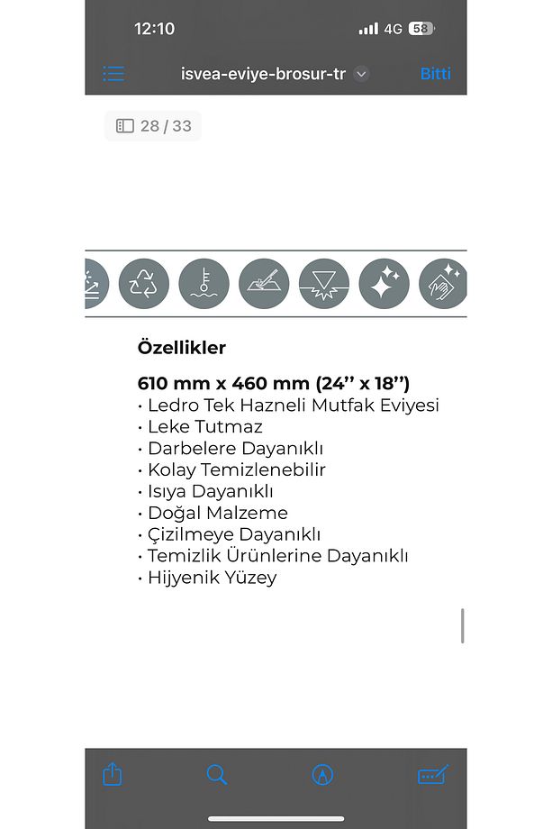 Ledro Tek Hazneli Mutfak ve Banyo Eviyesi, 61 cm - 4