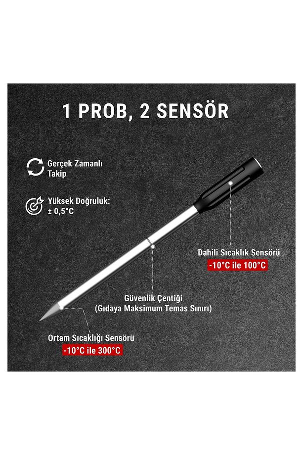 TP962 Bluetooth, Digital,Çift Problu Profesyonel Et Termometresi - 2