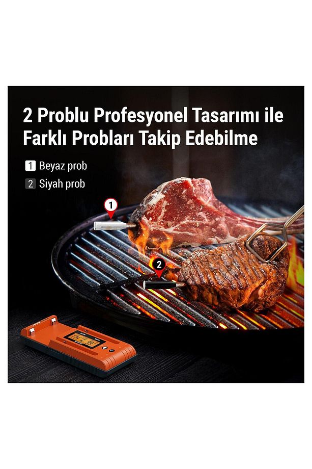 TP962 Bluetooth, Digital,Çift Problu Profesyonel Et Termometresi - 7