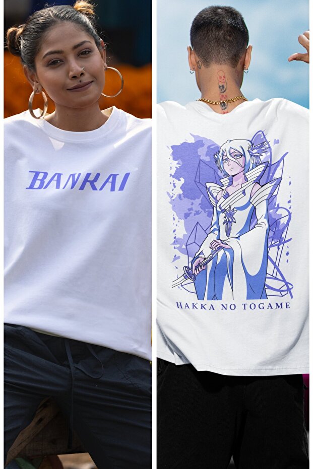 Oversize Bleach Rukia Kuchiki Bankai Back Printed T-shirt, Unisex Anime Printed T-shirt