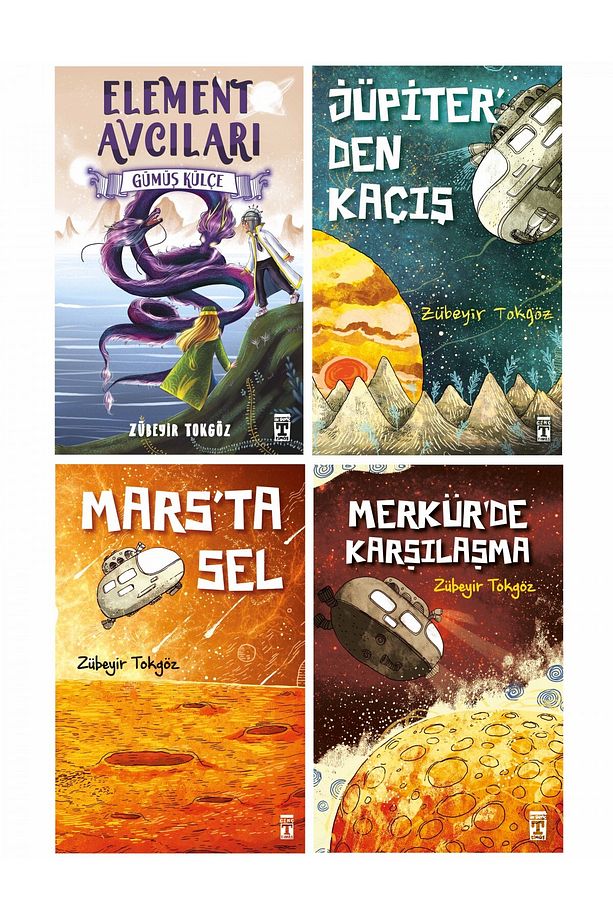 5.6.7.8. Sınıf Okuma Kitapları 4 Kitap Set Element Avcıları - Merkür'de Karşılaşma - Mars'ta Sel - J - 1