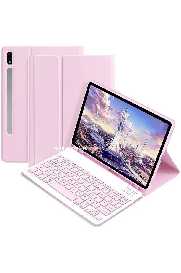 Samsung Galaxy Tab S7 Fe S8 Plus 12.4inç Uyumlu Klavyeli Tablet Kılıf Bölmeli Bluetooth Q  T970 - 1