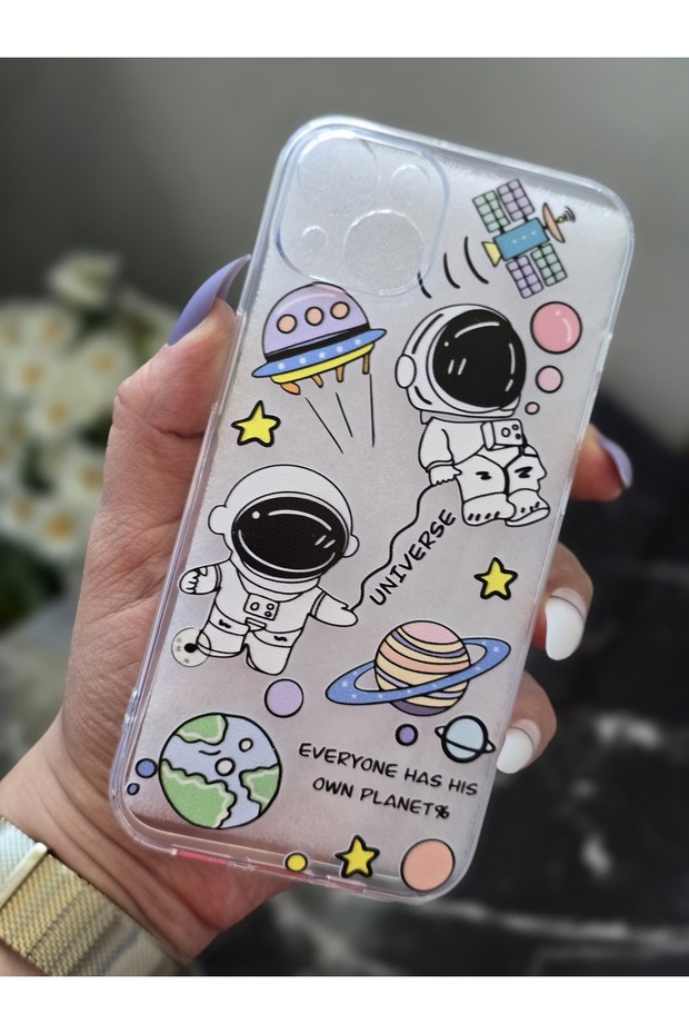 Astronaut Design Transparent Phone Case Compatible with iPhone 13