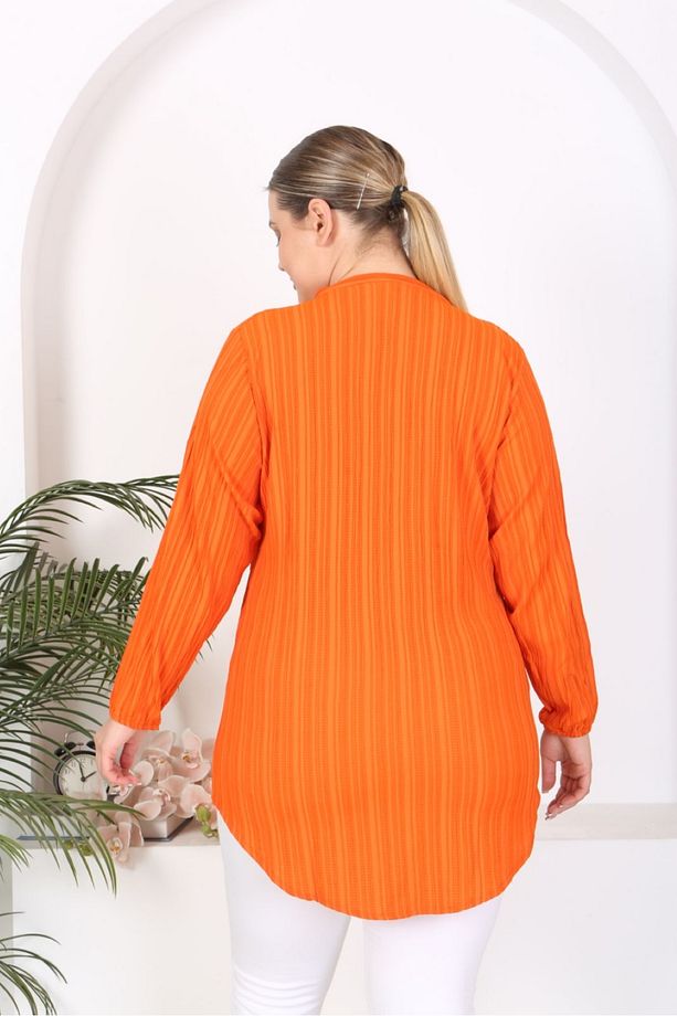 Dokuma viskon yumuşak kumaş rahat tunik - 7