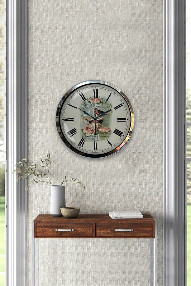 Hediyelik 40 Cm Krom Metal Mutfak Duvar Saati - 1
