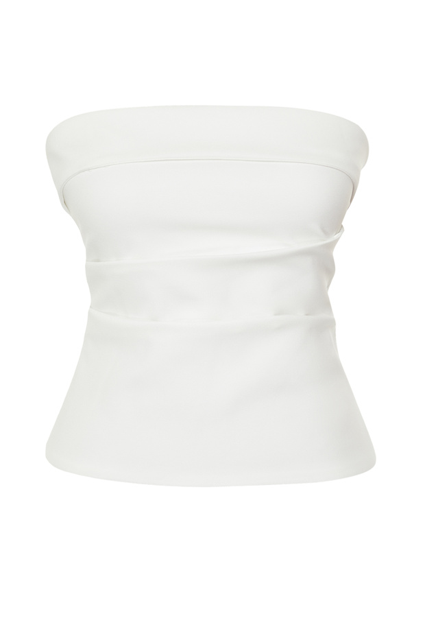 Ekru Straplez Fitted Drapeli Dokuma Bluz TWOSS24BZ00348 - 8
