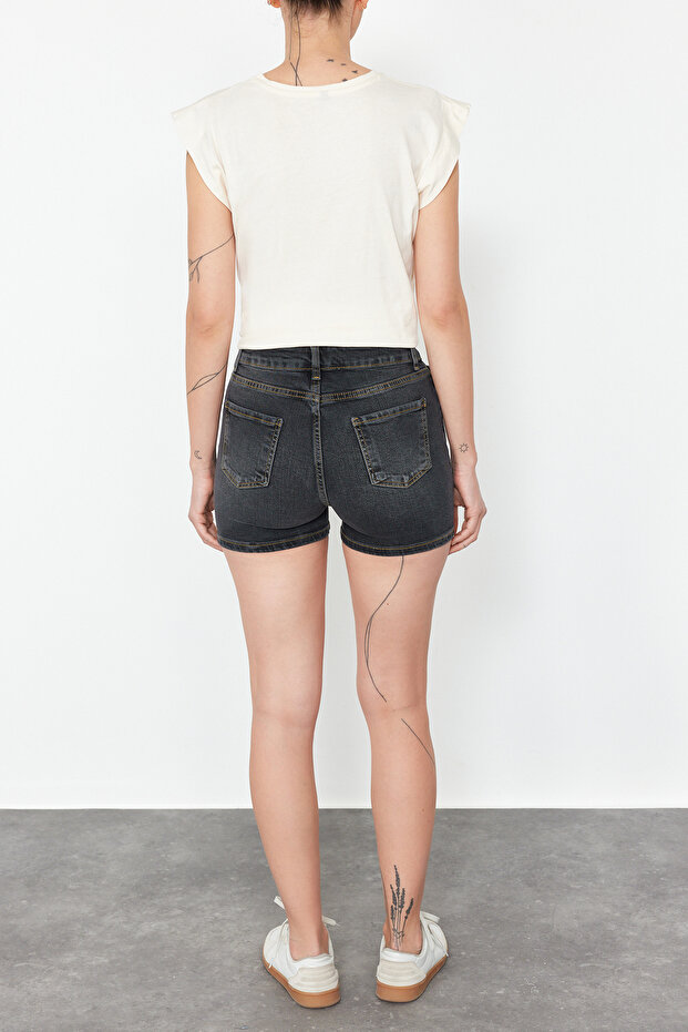 Antrasit Denim Şort TEDSS24SR00025 - 4
