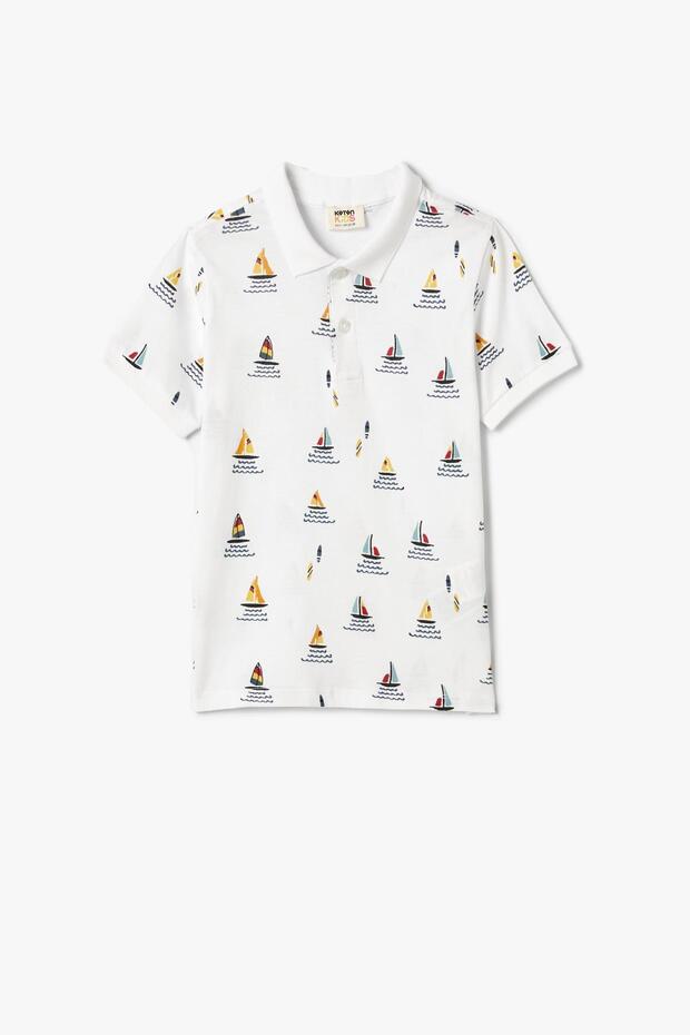 White Patterned Boys' T-Shirt 4SKB10015TK