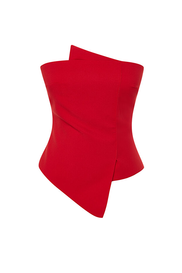 Kırmızı Vücuda Oturan Dokuma Bluz TPRSS24BZ00008 - 7