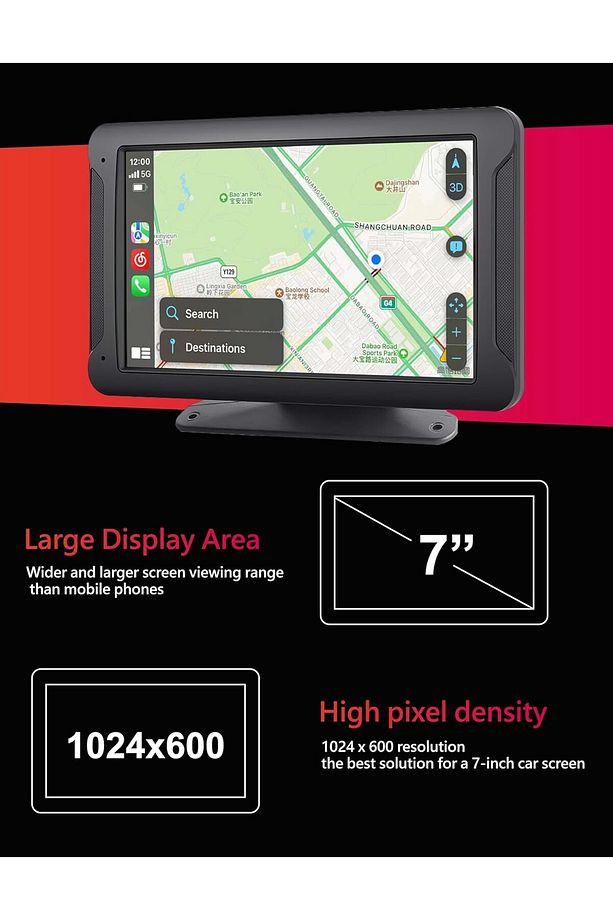 X 7 İnç Uyumlu Kablosuz Taşınabilir Dokunmatik Ekran CarPlay Android Otomatik Bluetooth Ses Çıkışı - 2