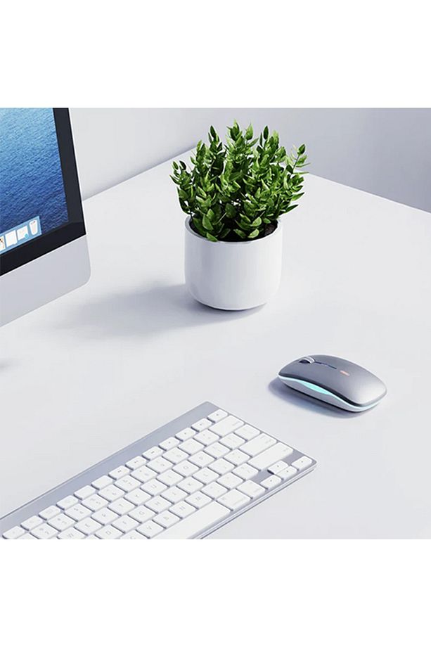 İNPHİC M5 Kablosuz Fare, Şarj Edilebilir Sessiz Kullanım 2.4G Işıklı USB Mouse GÜMÜŞ - 2