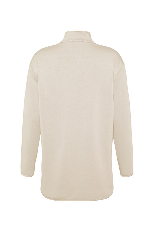Dik Yaka Örme Sweatshirt - 3