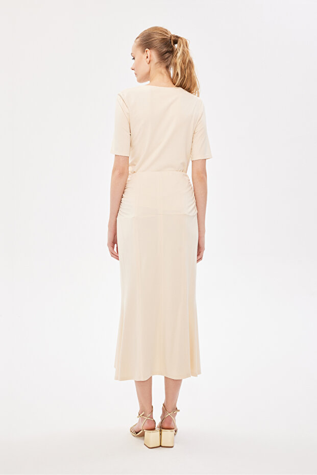 Kuşgözlü Örme Bluz Krem - 4