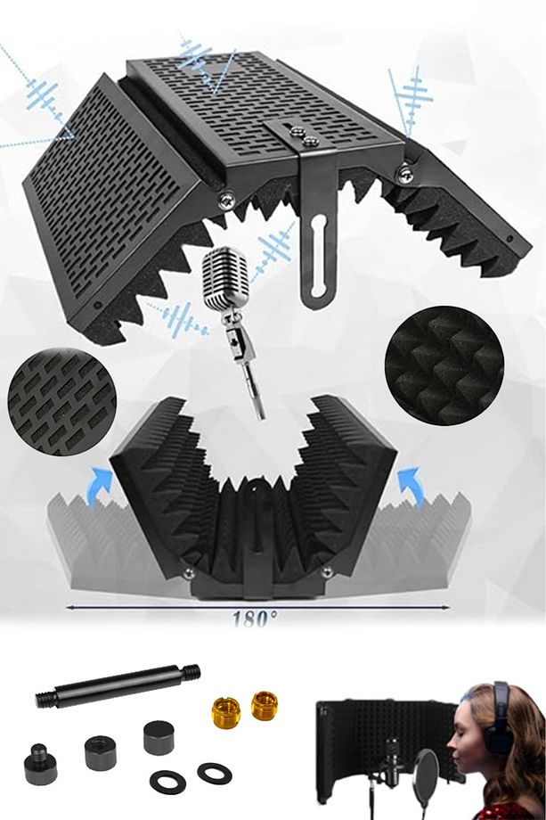 PF-53 Mikrofon Ses Yalıtım İzolasyon Paneli METAL 35x28 cm - 1