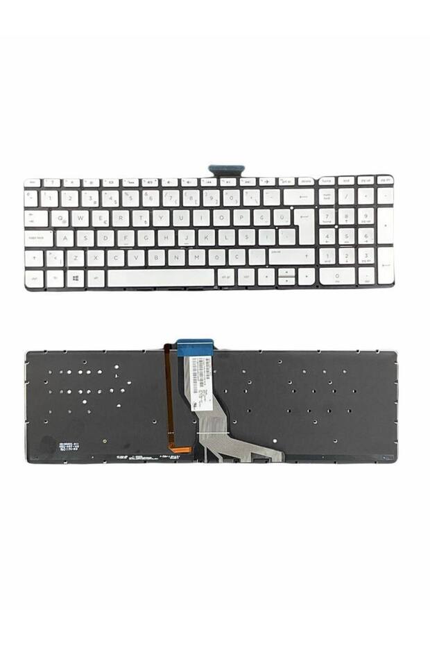 Hp ile Uyumlu 15-ab002nt (M7W62EA), 15-ab003nt (M7W63EA) Işıklı Klavye Gümüş Gri TR - 1