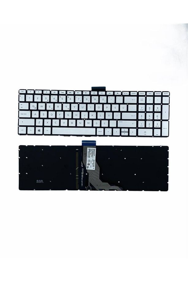 Hp ile Uyumlu 15-BW033NT, 15-BW034NT, 15-BW035NT, 15-BW036NT Notebook Klavye Işıklı Gümüş Gri TR - 1