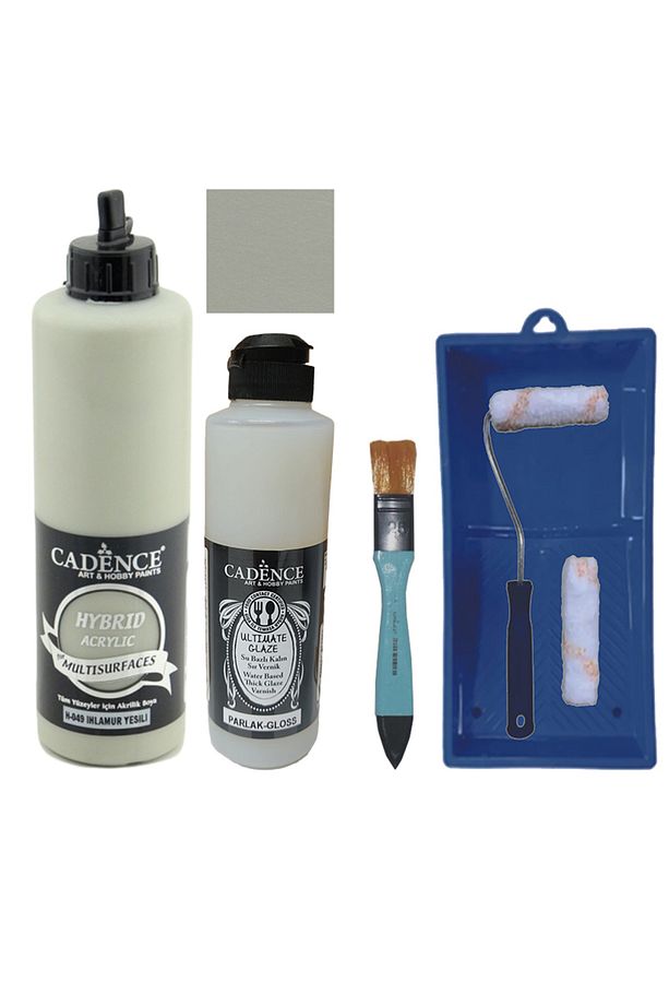 Mobilya Boyası-cadence Multisurface H-049 Ihlamur 500ml Ultimate Vernik Parlak 250ml Saten Rulo Set - 1