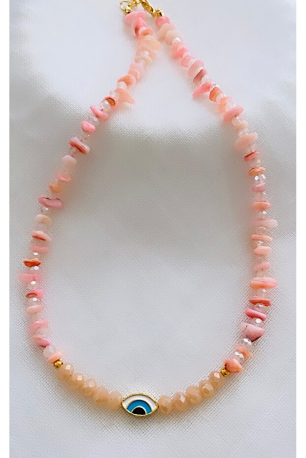 Pink Bead Design Necklace with Eye Detail