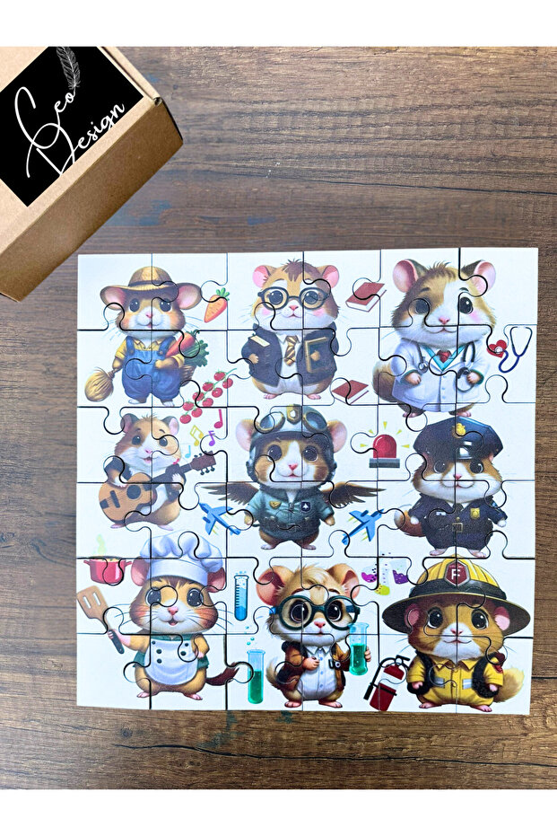 Wooden Puzzle 36 Pieces - Cute Hamsters Teach Professions