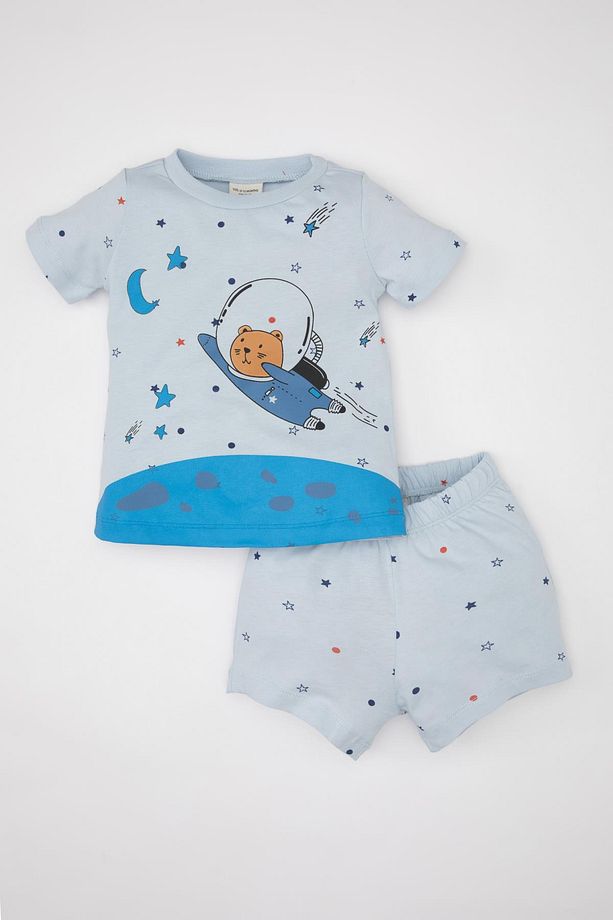 Erkek Bebek Pijama Takımı Penye Baskılı Kısa Kollu Üst Şort C3532a524hs - 1